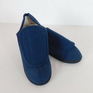 Women Blue Memory Foam Slipper Hook Loop Closure Size S approx 8" inner length